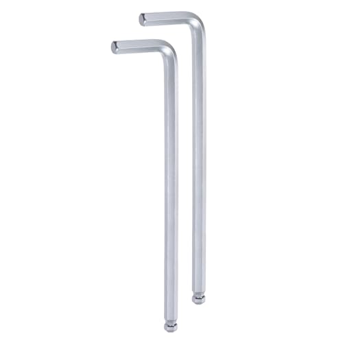 QUARKZMAN 2 Piezas de Llave Hexagonal de Bola de 8 mm, Llave Hexagonal Métrica en Forma de L con Brazo Extra Largo, Herramienta de Reparación de Acero Cromado Vanadio, Tono Plateado