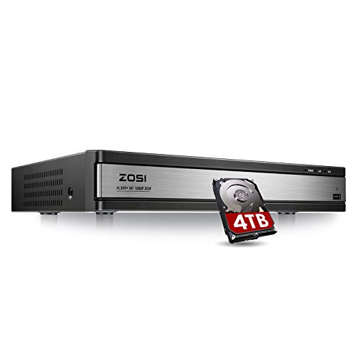 ZOSI Full 1080p HD H.265+ 16 Channel DVR for Security Camera, Hybrid 4-in-1 (Analog/AHD/TVI/CVI) CCTV DVR Surveillance System with Hard Drive 4TB,Motion Detection,Mobile Remote Control,Email Alarm