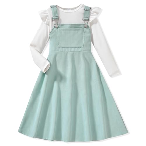 Image of HIHA Little Girls Adjustable Corduroy Pinafore Overall Dress Set Size 6-12