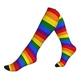 AIMASTZ Lgbt Flag Gay Pride Rainbow Compression Socks Women Men, Calf Knee High Socks For Athletic Running Cycling Nurse