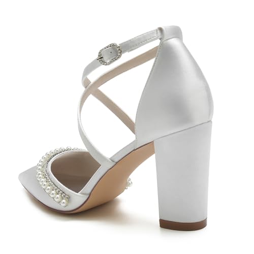 Escarpins de mariée blancs FGRID pointus à talon carré pointure 43
