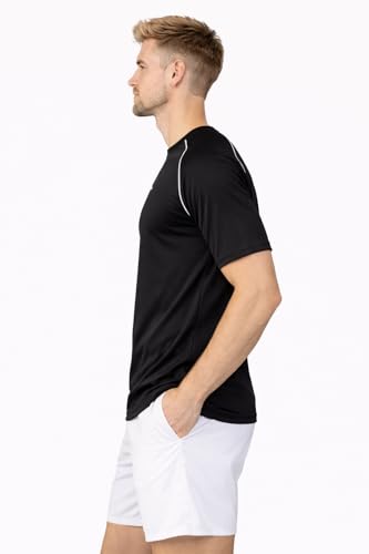 Image of Men's Black Raglan T-Shirt, Breathable Polyester, Active Wear for Gym and Sports
