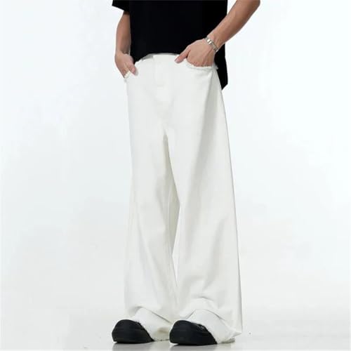 Men's Denim Pants Solid Color Design Trousers Straight Wide Leg Jeans2