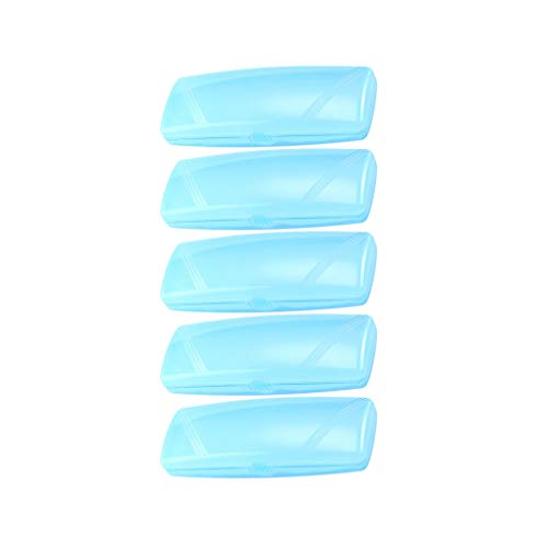 Supvox 5Pcs Plastic Eyeglasses Case Anti-Pressure Clear Glasses Case Protector Portable Hard Case Box (Sky-Blue) #TOP12