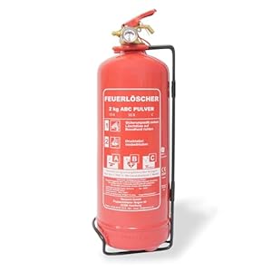 2kg Feuerlöscher für Zuhause - Pulverlöscher, Universal Löschspray, Feuerlöscher Auto, ABC Pulver Feuerlöscher, Effektives Feuerlöschspray, Feuerlöschspray Auto inkl. Halterung und Prüfschild