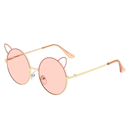 FAA'N Kids Sunglasses Boys Groovy Party Decorations Metal Cat Ears Round Girls Sunglasses Cute Gifts for Kids