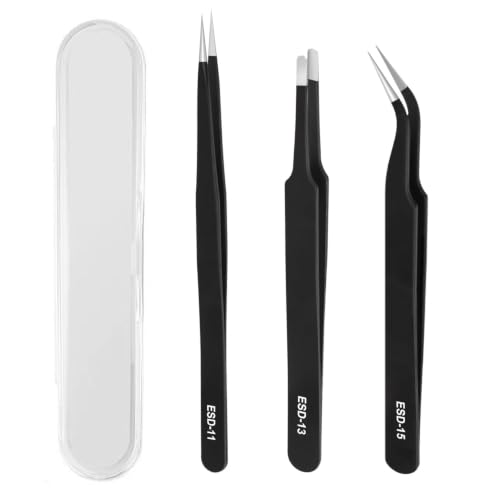 GAOSENLONK 3-Pcs Precision Tweezers Set, Upgraded Anti-Static Craft Tweezer