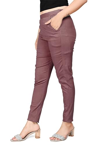 Image of Women's Cotton Lycra Regular Fit Casual Pant
