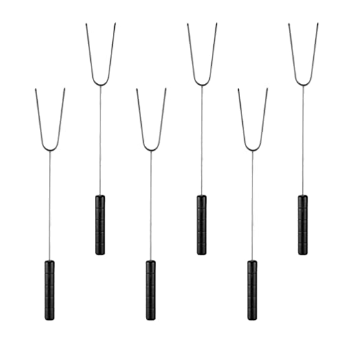 CALLARON 6piezas Tenedor De Parrilla De Acero Inoxidable Palos De Barbacoa Para Exteriores Mango De Madera Herramienta Para Barbacoa Brochetas Para Parrilla Tenedor Para Asar