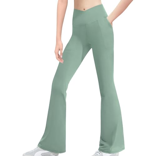 Girls High Waist Slim 𝐁ootcut Pants Causal Stretchy Skinny Pants Fashion Bell-Bottomed Trousers Yoga Sweatpants3