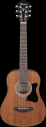 Image of Ibanez Mini Dreadnought Acoustic Guitar, Open Pore Natural, Compact Travel Guitar, Warm Natural Sound V44MINI-OPN