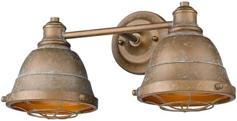 Golden Lighting 7312-BA2 CP Bartlett Bath Vanity, Rustic, Copper Patina