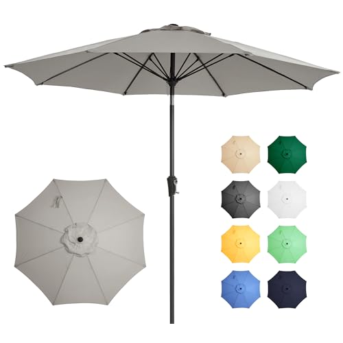 Ayge 9FT Large Outdoor Patio Umbrella Market Table Umbrella-UV Resistant, Easy Push Button Tilt and Crank, 8 Sturdy Fiberglass Ribs Heavy-Duty Pool Umbrella for Deck, Backyard,Garden, Yard