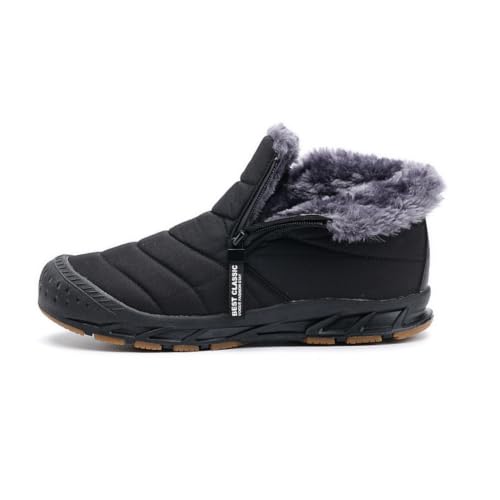 Image of Jakcuz Men's Water-resistant Snow Boots | Faux Fur Lined, Side Zipper & Non-Slip Outsole, Outdoor Winter Cold Weather Boots