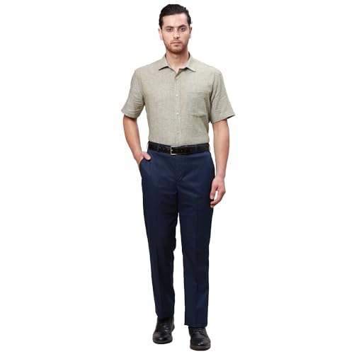 Image of Park Avenue Men's Smart Fit Mid Rise Structure Pattern Poly Viscose Blend Pleatless Formal Trouser