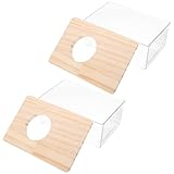 CATIEBYE 2 Stück Pack Wiederverwendbare Sandbadebox aus Acryl und Holz Leicht und Transparent für Meerschweinchen und Chinchillas im Heimtiergeschäft und Zuhause
