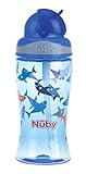 babyflaschen test Weicher Trinkhalm aus Silikon Nuby - Flip-It Trinkhalmbecher aus Tritan - 360ml - 3Jahre+, Blau