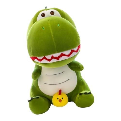 Coussin dinosaure en peluche verte 45cm : doudou doux pour la chambre d'enfant