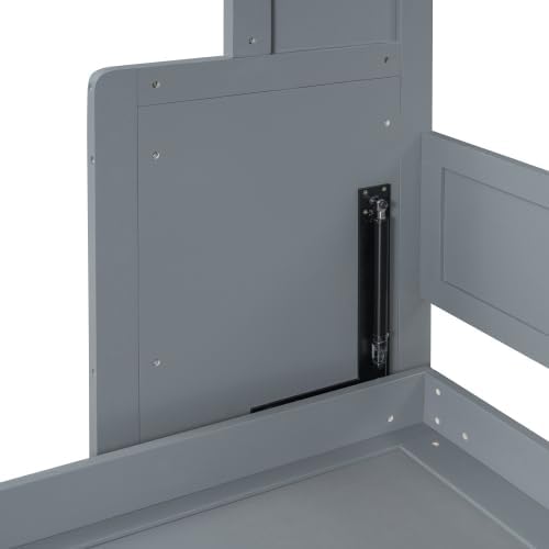 Gertutik view of the hydraulic lift mechanism of the Murphy bed.