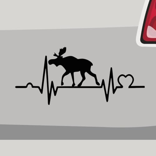Aufkleber - Elch Herzschlag Norwegen Tier - Sticker, Folienaukleber f&uuml;r Auto, Motorrad, Fahrrad, Laptop, LKW (10x4,5cm | Kupfer)