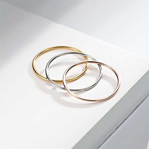 1mm Stainless Steel Classical Thin Plain Stacking Band Cute Statement Wedding Promise Ring For Women4