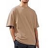 Tshirts Men UK Short Sleeve Round Neck Mens Shirts Premium Plain Minimalist Gym Tops Breathable Lightweight Classic Fit Summer Spring Men's Birthday Gifts Khaki 4XL #1