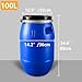 LIGUIEN Plastic Barrels, Food Grade Barrel with Lid, Blue Barrel, Plastic Drum, Agriculture Or Industrial, Multifunctional Shipping Container for Home Brewing(100L)