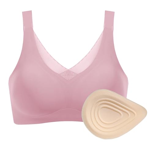 Image of Seamless Post-Surgery Bra for Women, Pocket Mastectomy Bras for Breast Prosthesis with Cotton Breast Forms Set