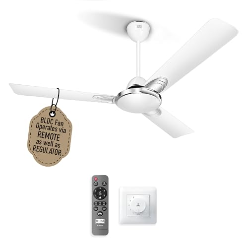 Image of KUHL Brise Star E3-DUO 1200mm BEE 5-Star BLDC Ceiling Fan | 29W Energy Saving (Up to 65%) | High Airflow & Low Noise | Remote as well as Regulator Operated | 5 Year Motor Warranty | ISI Marked (White)
