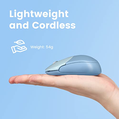Image of Perixx PERIMICE-802BL Wireless Bluetooth Mouse - Portable Design - Compatible with Windows, iOS, and Android PC, Laptop, Tablet, and Smartphone - Blue (12142)