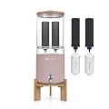 FACHIOO All Glass Gravity-fed Water Filter System, 2.25-Gallon All Glass Water Purifier with 6 Filters (4 Black Filter, 2 Fluoride Filter, 7 Inch Stand, Protective Sleeve), Reduces 99% Chlorine