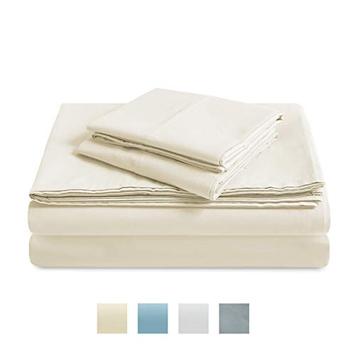 TRIDENT Full Sheet Set 300 Thread Count, 100% Cotton, Percale Weave, Peach Finish