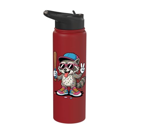 Funny Trash Panda T-Shirt Raccoon Baseball Drip Mascot Kids Stainless Steel Insulated Water Bottle