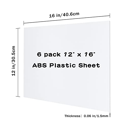 Image of Zuvas White ABS Plastic Sheet 12 inch x 16 inch x 0.06 inch 6 Pack, Moldable Than Acrylic Sheet, Flexible Than Plexiglass Sheet, DIY Materials for Home Decor, Handcrafts (Matte & Textured Finish)