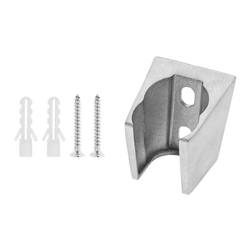 Hicello - Supporto da parete per soffione doccia, in acciaio inox massiccio, cromato, montaggio a parete con viti, due slot per schede e doppia staffa per doccia