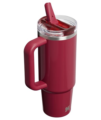Image of Stanley Quencher ProTour Flip Straw Tumbler with Leakproof Lid 30 oz| Built-In Straw & Handle | Cupholder Compatible for Travel | Insulated Stainless Steel Cup | BPA-Free | Cranberry Gloss