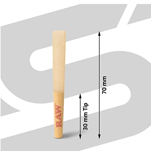 Image of RAW Cones Small Single Size Dogwalker Mini Cones Rolling Papers 70 /30 Size 50 Pack - Smaller than 1 1 /4 - Slow Burning Rolling Paper - Great for Quick Sessions