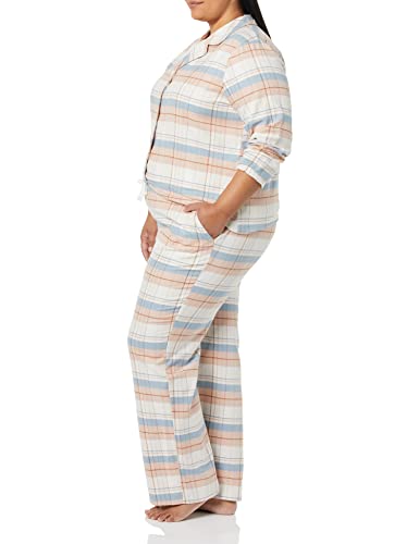 Image of Amazon Essentials Women's Flannel Long-Sleeve Button Front Shirt and Pant Pajama Set