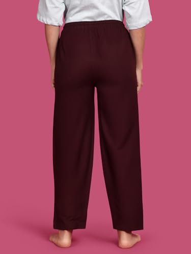 Image of KRYPTIC Women's 100% Pure Cotton Woven Pyjama | Mid Rise Relaxed Fit Full Length Nightwear Pant with Elasticated Drawstring Waistband & Side Pocket | Comfortable Lounge, Sleepwear & Casual Bottom Wear