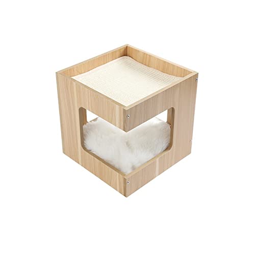 Arbre à chat double couche en bois avec nid intégré et litière modulable - 2