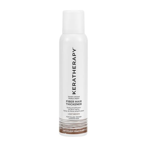 Keratherapy Keratin Infused Perfect Match Fiber Hair Thickener Spray Light Brown 4 fl. oz. 140 ml - Volumizing Thickening & Concealing Hairspray for Scalp Coverage Roots & Thinning Areas