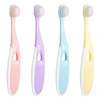 LAOKEAI 4 Stück Baby Zahnbürsten - Extra Weiche Nano Zahnbürsten mit 10000 Extra Weichen Borsten & Zungenreinigerfür Kinder 2-12 Jahre