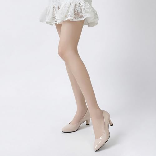 Image of WUIWUIYU Womens Office Kitten Heels Pumps Slip On Evening Dress Work Cute Sexy Pump Shoes