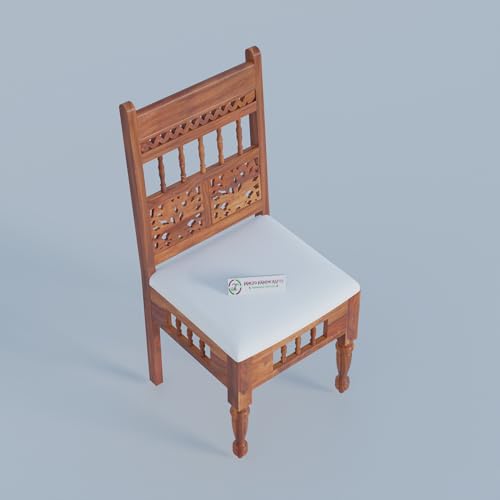 Image of Jangid Handicraft Dining Table 4 Seater | Solid Sheesham Wood Four Seater Dining Table Set with 4 Cushioned Chairs | Rectangular Dinner Table for Home, Kitchen & Living Room | Honey Finish