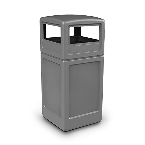 Image of Commercial Zone-73290399 PolyTec 42 Gallon Square Waste Container with Dome Lid Color: Gray