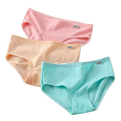 Organic Cotton Womens Underwear Mid Waist Briefs Panty Solid Color Traceless Seamless Briefs Ladies Cotton Seamless Underwear for Girls Pack of 3 Multi Colored-picture-44