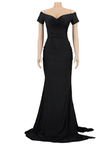 Womens Off Shoulder Sexy V Neck High Split Long Maxi Dress, Formal Cocktail Party Evening Gown Mermaid Dress3
