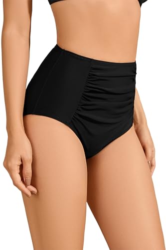 Women's High Waisted Bikini Bottom Full Coverage Tummy Control Bathing Suit Swim Bottom Tankini Swimsuit Bottom3