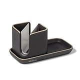 Full Circle Stash, Ceramic Sink Caddy, Gray and White