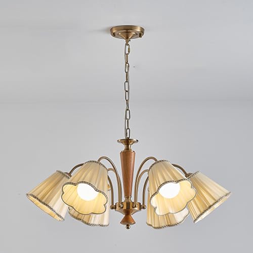 Pendentif moderne léger en bois et tissu pour lustre de chambre chic